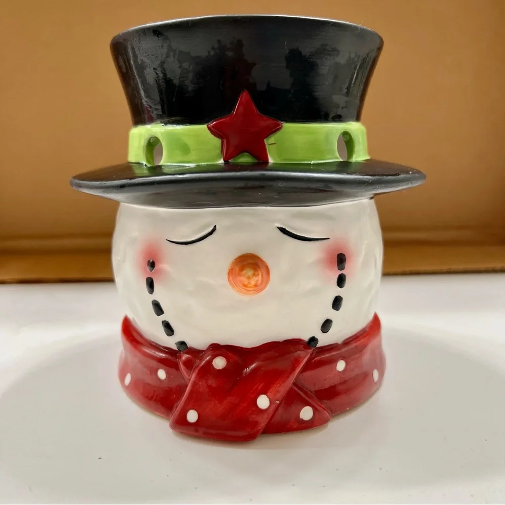 Vintage Yankee Candle Snowmen‎ Winter Wax Tart Tealight Warmer